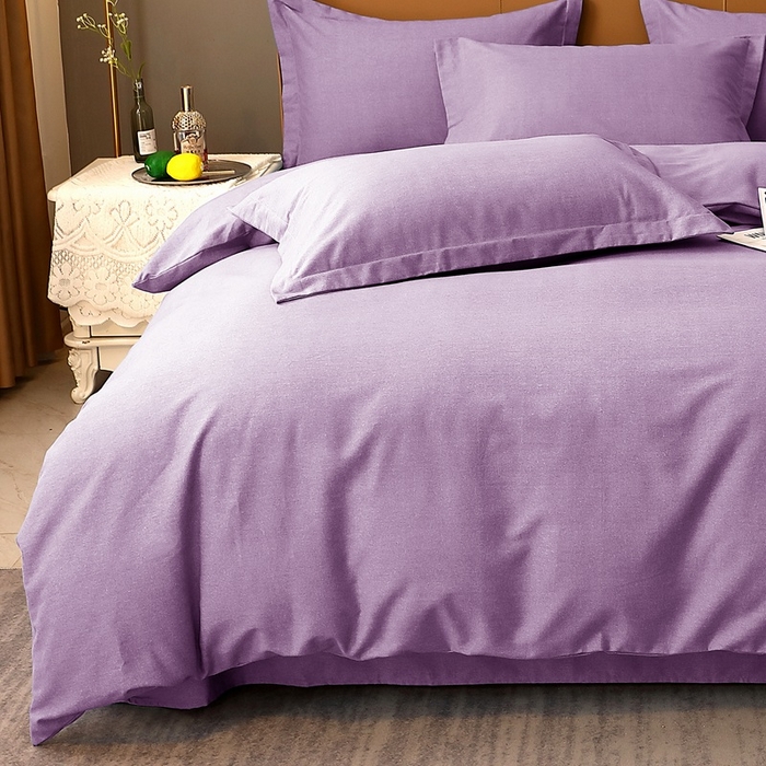 91家纺网 家纺一手货源 找家纺 晶缦家纺 2024新款加厚纯棉喷气全棉纯色生态磨毛多规格四件套 纯依-丁香紫