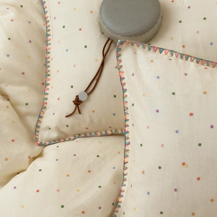 91家纺网 家纺一手货源 找家纺 洋铭区（原狠狠爱） 2024新款全棉双层纱四件套 炫彩波点