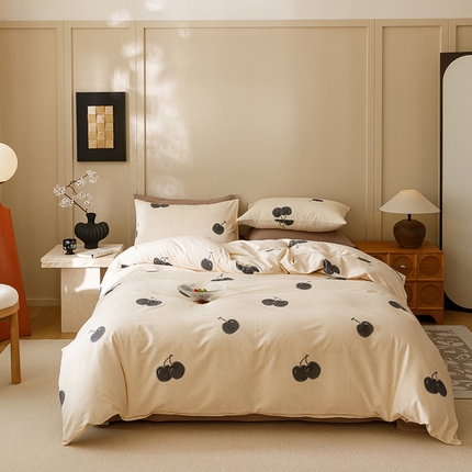 2024新款全棉陶瓷磨毛印花四件套 甜甜时光-灰