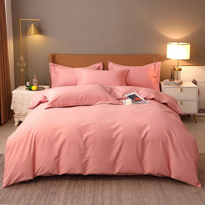 91家纺网 家纺一手货源 找家纺 晶缦家纺 2024新款加厚纯棉喷气全棉纯色生态磨毛多规格四件套 纯依-粉玉