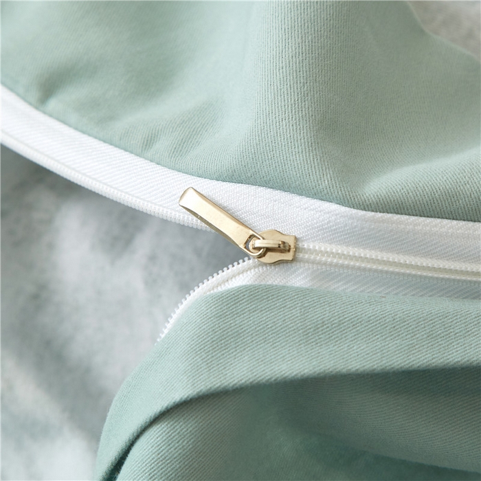 91家纺网 家纺一手货源 找家纺 沐白家居 2025新款全棉生态磨毛印花四件套-纽扣工艺款 羽裳-绿