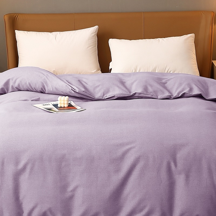 91家纺网 家纺一手货源 找家纺 晶缦家纺 2024新款加厚纯棉喷气全棉纯色生态磨毛多规格单品被套 纯依-浅紫
