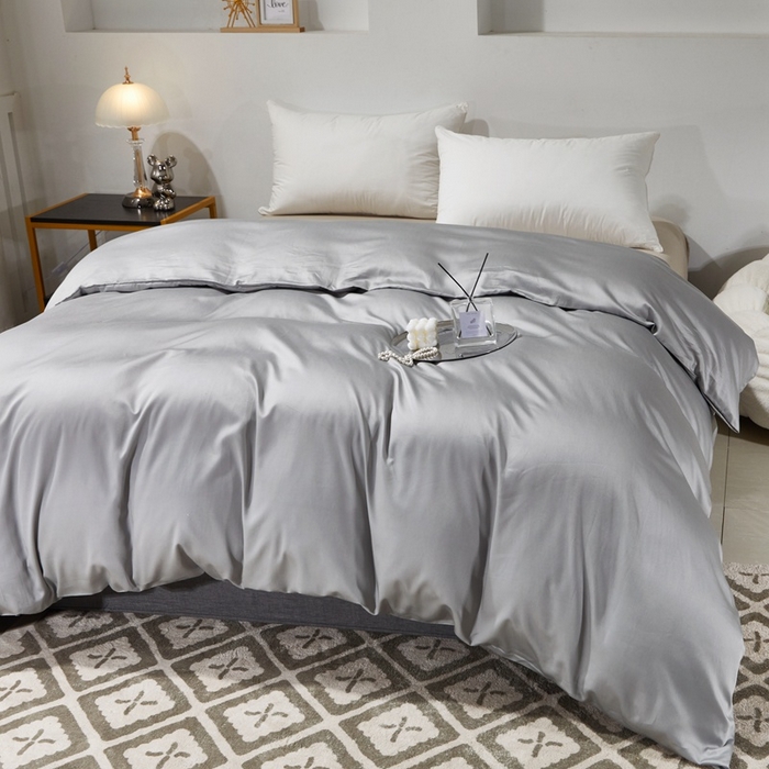 91家纺网 家纺一手货源 找家纺 晶缦家纺 2025新款全棉纯棉60支贡缎长绒棉纯色多规格单品被套 琳澜-奥丁灰