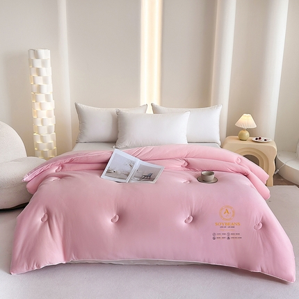 天瑜家纺 2024新款纯色针织冬被大豆被冬被被子被芯 粉色