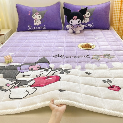 米帛家纺 2024新款三丽鸥印花牛奶绒床垫 樱桃库洛米