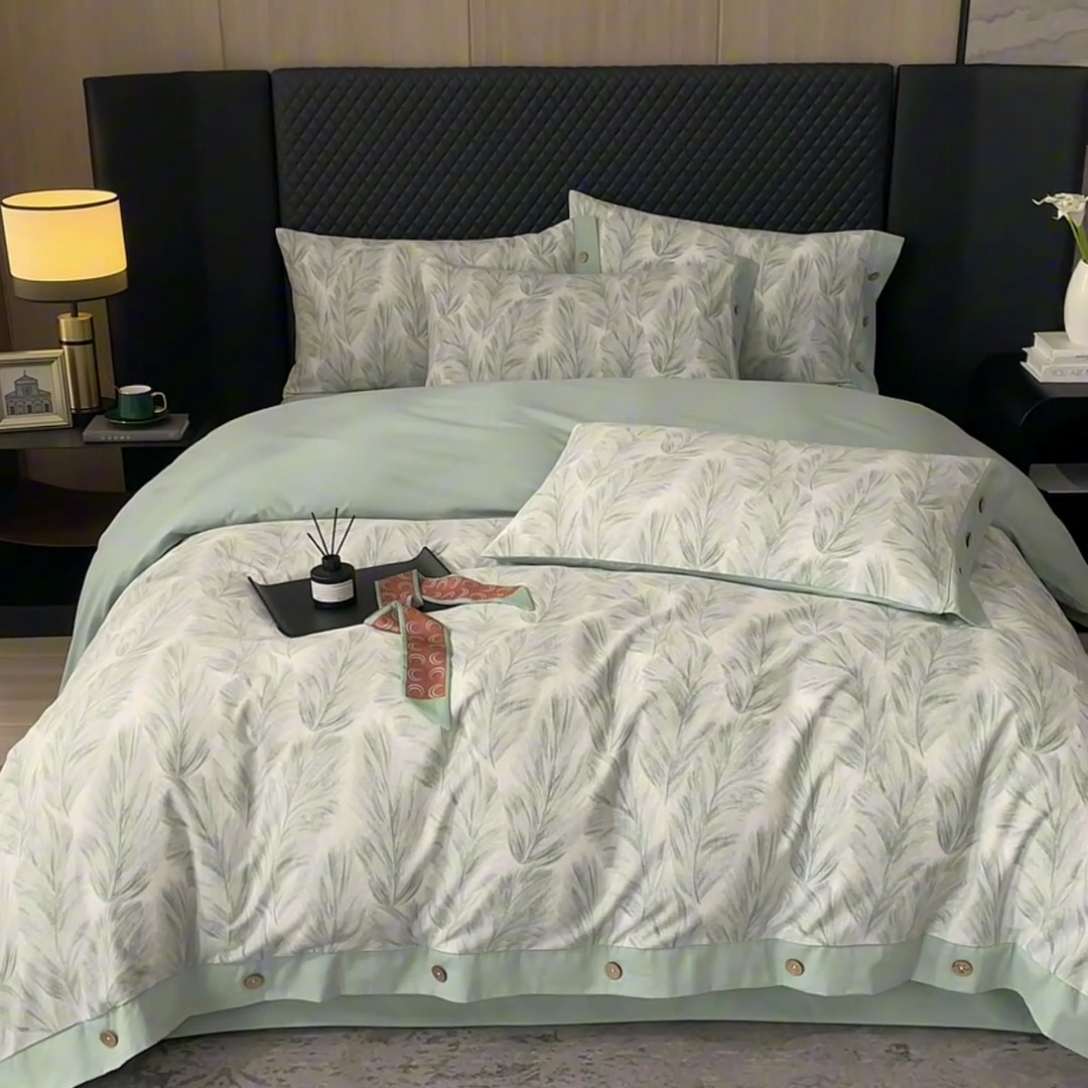 91家纺网 家纺一手货源 找家纺 （总）沐白家居 2025新款全棉生态磨毛印花四件套-纽扣工艺款