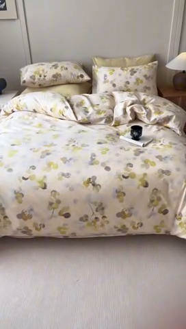 91家纺网 家纺一手货源 找家纺 2024新款全棉陶瓷磨毛印花四件套 四季风