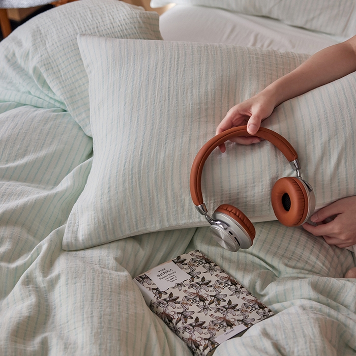 91家纺网 家纺一手货源 找家纺 2025新品尚美色织条纹绉纱系列--尚美细条系列 尚美-天蓝细条