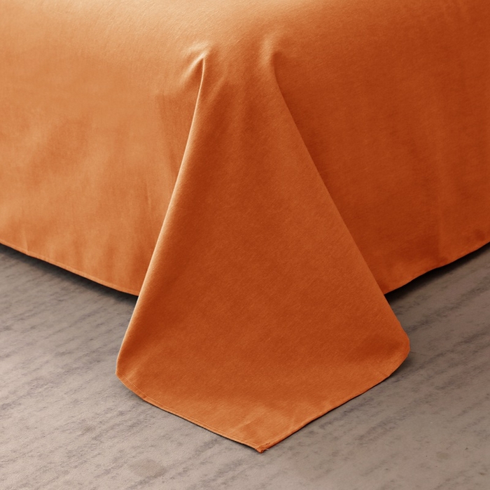 91家纺网 家纺一手货源 找家纺 晶缦家纺 2024新款加厚纯棉喷气全棉纯色生态磨毛多规格单品床单 纯依-时尚桔