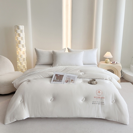 天瑜家纺 2024新款纯色针织冬被大豆被冬被被子被芯 白色