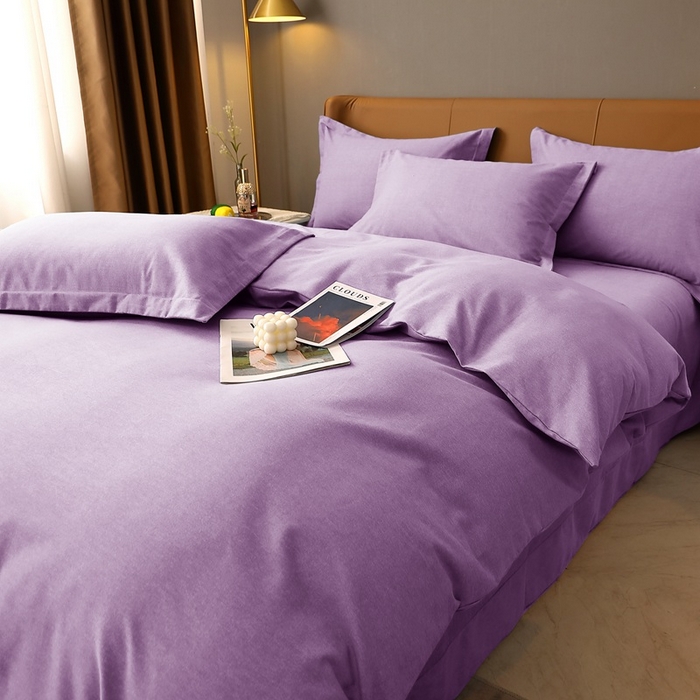 91家纺网 家纺一手货源 找家纺 晶缦家纺 2024新款加厚纯棉喷气全棉纯色生态磨毛多规格四件套 纯依-丁香紫