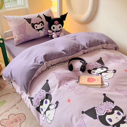 91家纺网 家纺一手货源 找家纺 （总）海岛哥哥 2025新款A类云朵水洗棉三丽鸥正版授权四件套-学生床