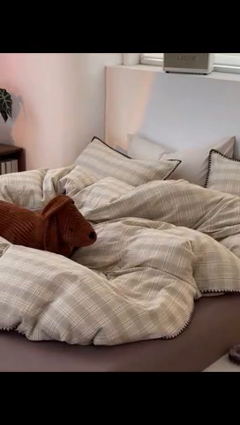 91家纺网 家纺一手货源 找家纺 洋铭区（原狠狠爱） 2024新款全棉双层纱四件套 青梅格