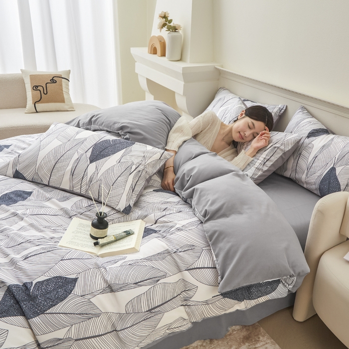 91家纺网 家纺一手货源 找家纺 柠馨 2024新款基础款全棉磨毛纯色四件套 安格斯