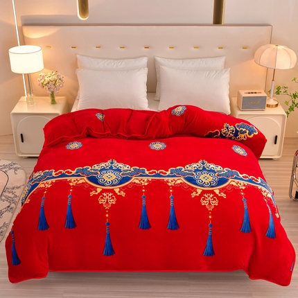 雨洋2025新款加厚保暖牛奶绒金貂婴儿绒单被套 情定一生