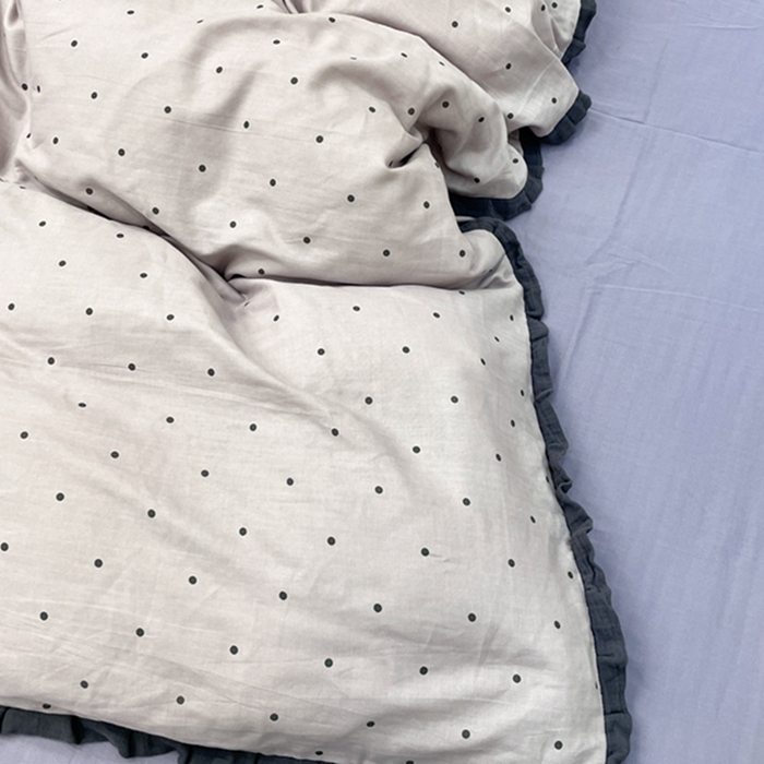 91家纺网 家纺一手货源 找家纺 荣轩 2024新款全棉印花双层纱四件套 皱皱纱花边款 花边 多肉葡萄