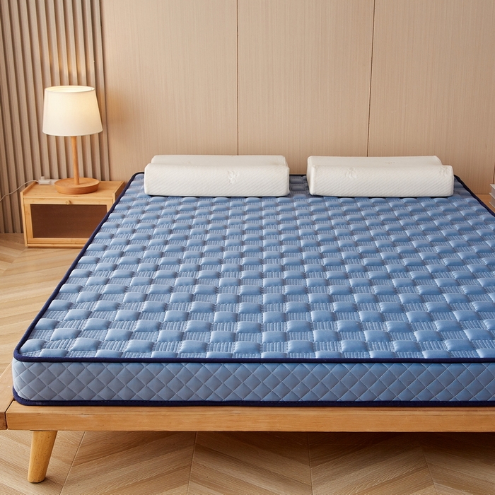 91家纺网 家纺一手货源 找家纺 卡派 2024新款牛奶丝加厚加高乳胶记忆棉床垫 蓝灰