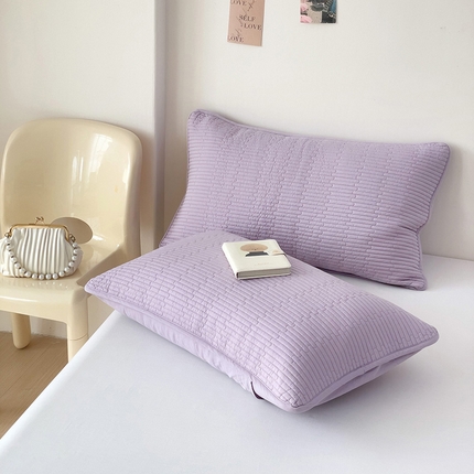 91家纺网 家纺一手货源 找家纺 漫时光 2025新款纯色夹棉枕套 绝绝紫