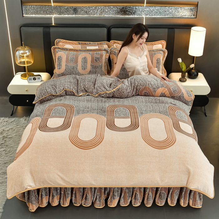 91家纺网 家纺一手货源 找家纺 雨洋2025新款加厚保暖8.5斤牛奶绒金貂婴儿绒四件套 安娜