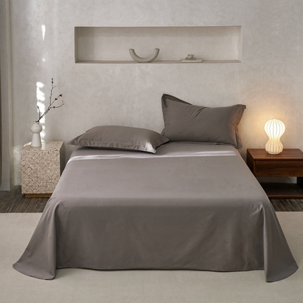 ROZ home 蕊姿家居 2024新款超柔磨毛全棉单床单 棕灰