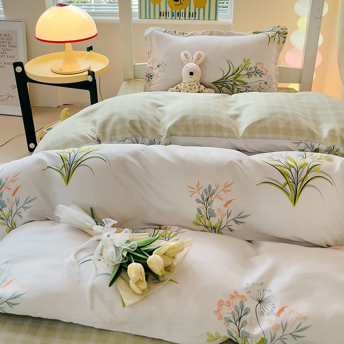 91家纺网 家纺一手货源 找家纺 梦卓家纺 2025新款芦荟棉三件套四件套  宿舍图 花季