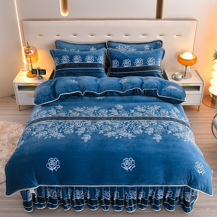 91家纺网 家纺一手货源 找家纺 绒品壹家家纺 2024新款180g7斤牛奶绒印花四件套 岁月静好