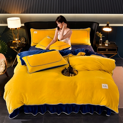 91家纺网 家纺一手货源 找家纺 总-合并 梦之星 2025新款8.5斤高克重印花+纯色牛奶绒金貂绒四件套