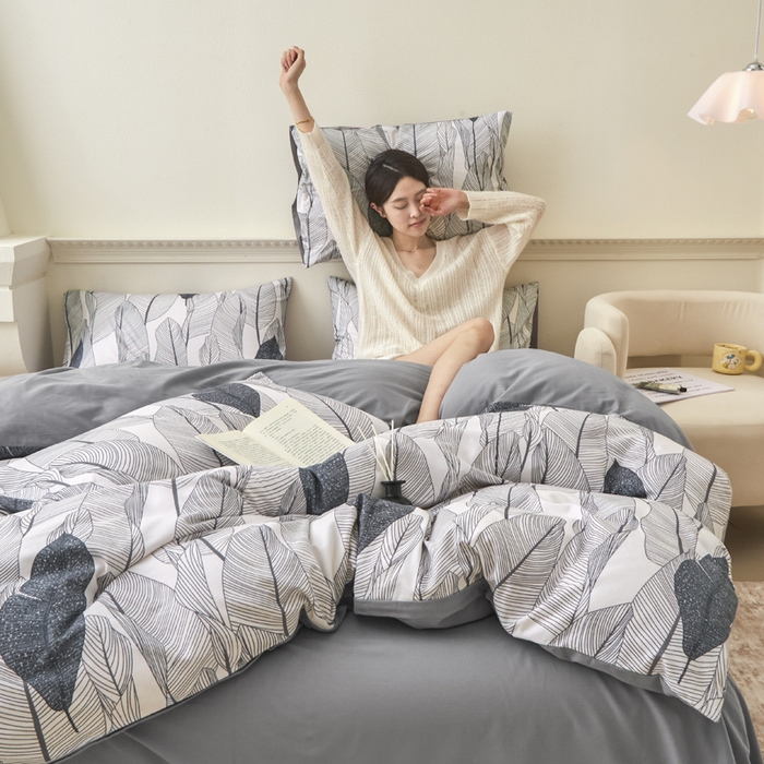 91家纺网 家纺一手货源 找家纺 柠馨 2024新款基础款全棉磨毛纯色四件套 安格斯