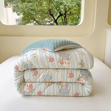 木堇家居 2024新款针织棉豆豆被大豆四季被冬被被子被芯 针织豆豆被-蝴蝶兔兔