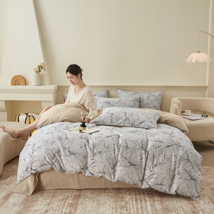 91家纺网 家纺一手货源 找家纺 柠馨 2024新款基础款全棉磨毛纯色四件套 布达佩斯