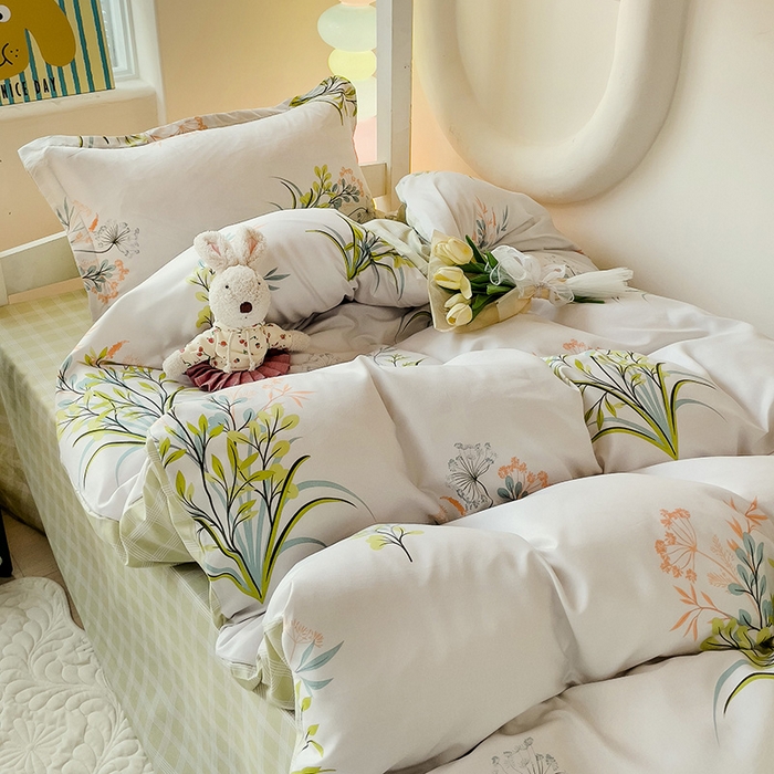 91家纺网 家纺一手货源 找家纺 梦卓家纺 2025新款芦荟棉三件套四件套  宿舍图 花季