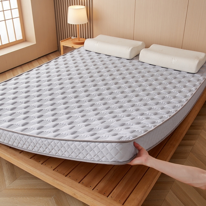 91家纺网 家纺一手货源 找家纺 卡派 2024新款牛奶丝加厚加高乳胶记忆棉床垫 灰色