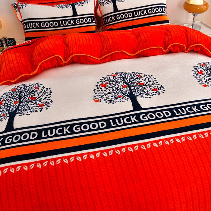 91家纺网 家纺一手货源 找家纺 绒品壹家家纺 2024新款180g7斤牛奶绒印花四件套 展翅高飞