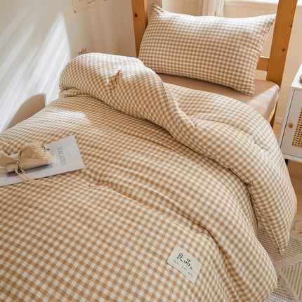 木堇家居  2024新款良品水洗棉学生四季被冬被被子被芯 咖小格