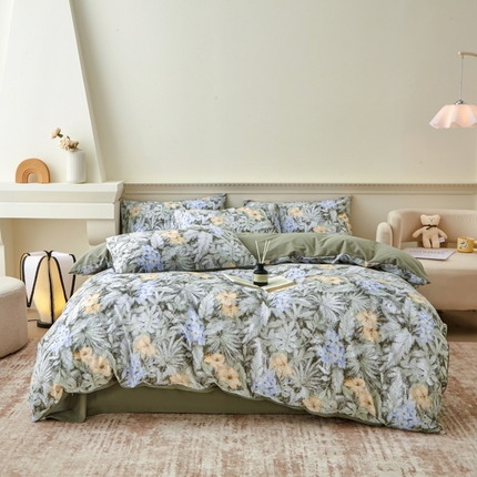 91家纺网 家纺一手货源 找家纺 （总）柠馨 2024新款基础款全棉磨毛纯色四件套