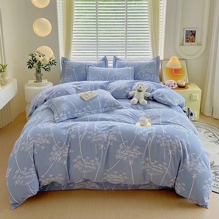 91家纺网 家纺一手货源 找家纺 威布斯家居 2024新款AB版全棉生态磨毛四件套 晨慕间-灰