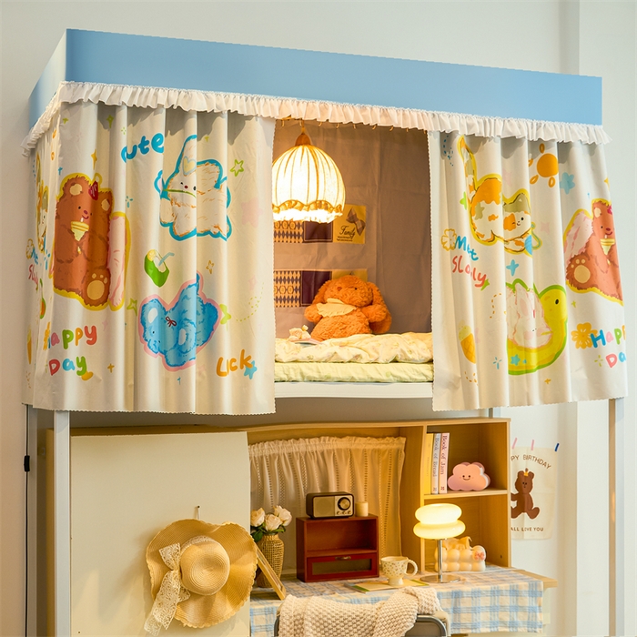 91家纺网 家纺一手货源 找家纺 卓尔居 2025新款学生宿舍非一体式遮光床帘 涂层-卡通小动物