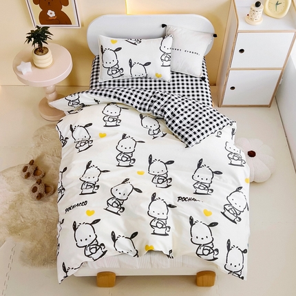 91家纺网 家纺一手货源 找家纺 （总）吉咪兔 2025新款正版三丽鸥库洛米美乐蒂幼儿园被子三件套纯棉被褥六件套午睡