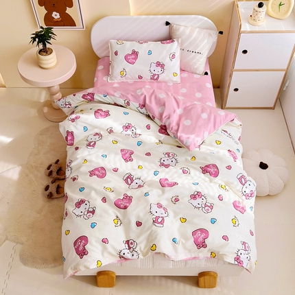 91家纺网 家纺一手货源 找家纺 （总）吉咪兔 2025新款正版三丽鸥库洛米美乐蒂幼儿园被子三件套纯棉被褥六件套午睡