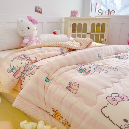 91家纺网 家纺一手货源 找家纺 （总）U被家纺 2025【正版授权】三丽鸥系列针织豆豆四季被