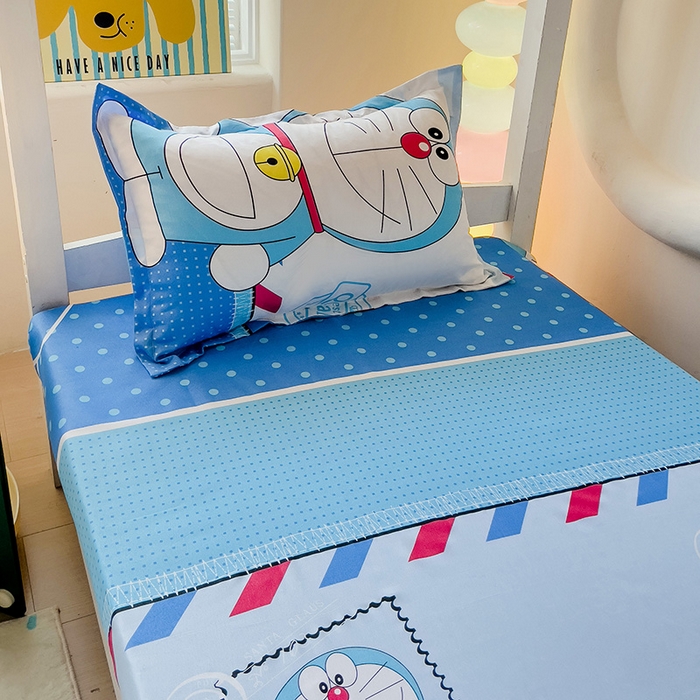 91家纺网 家纺一手货源 找家纺 梦卓家纺 2025新款芦荟棉三件套四件套  宿舍图 哆啦A梦