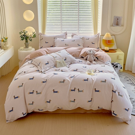 91家纺网 家纺一手货源 找家纺 威布斯家居 2024新款AB版全棉生态磨毛四件套 绅士汪-咖