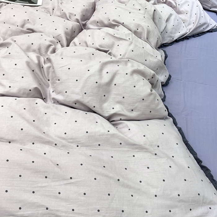 91家纺网 家纺一手货源 找家纺 荣轩 2024新款全棉印花双层纱四件套 皱皱纱花边款 花边 多肉葡萄