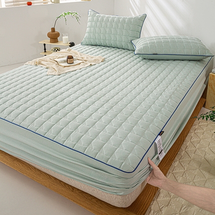 好眠好梦家纺 2024新款磨毛抗菌床笠 竹青