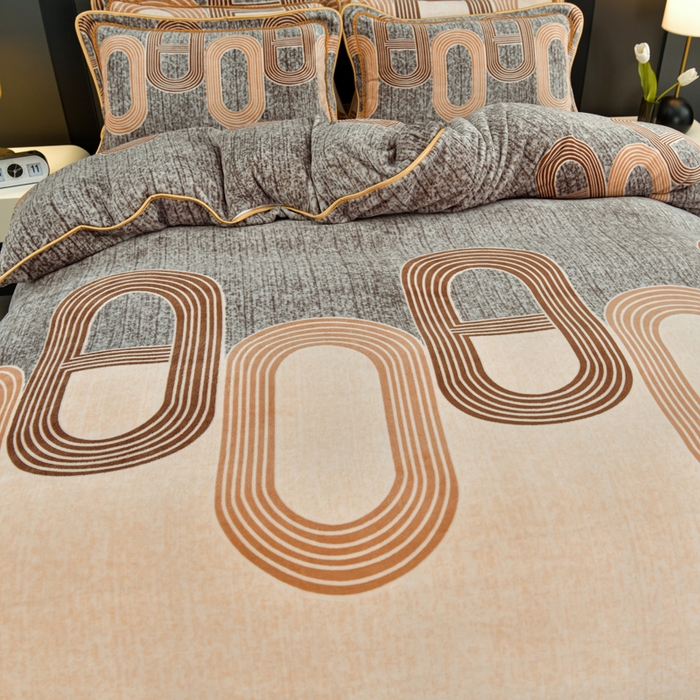 91家纺网 家纺一手货源 找家纺 雨洋2025新款加厚保暖8.5斤牛奶绒金貂婴儿绒四件套 安娜