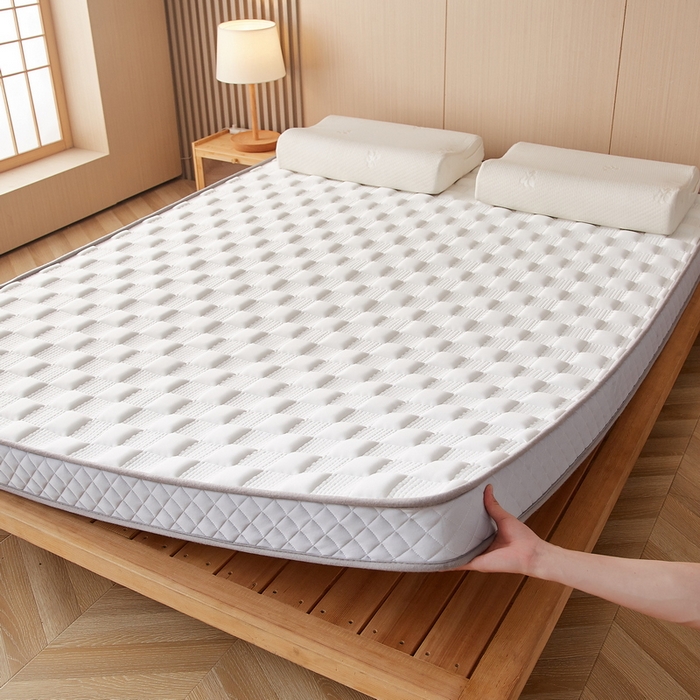 91家纺网 家纺一手货源 找家纺 卡派 2024新款牛奶丝加厚加高乳胶记忆棉床垫 白色