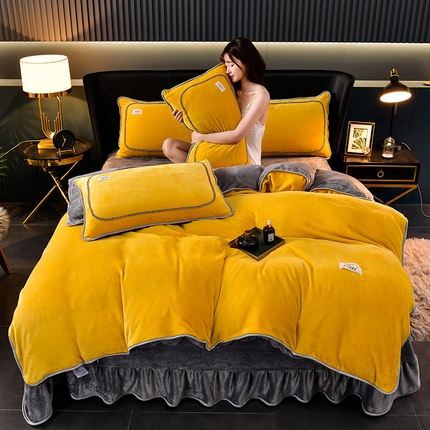 91家纺网 家纺一手货源 找家纺 总-合并 梦之星 2025新款8.5斤高克重印花+纯色牛奶绒金貂绒四件套