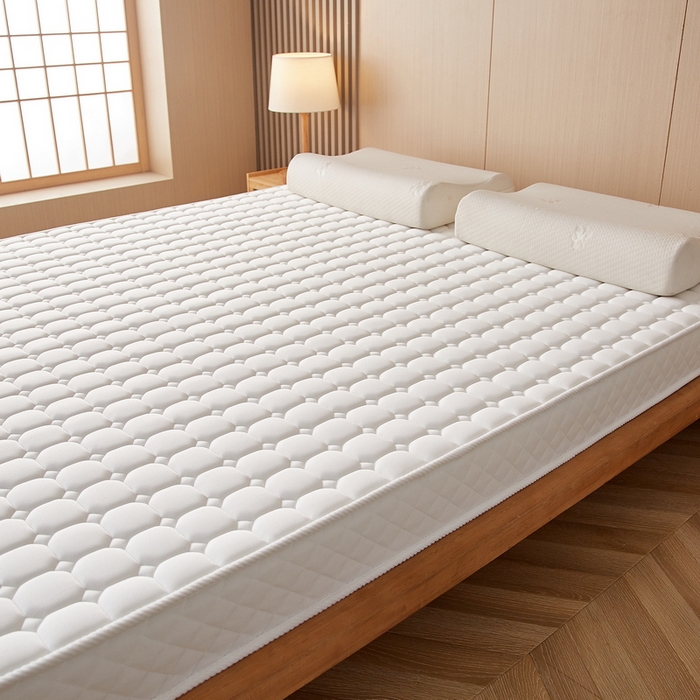 91家纺网 家纺一手货源 找家纺 迪乐妮家居 2024新款乳胶记忆棉立体加厚加高床垫-方格系列 白色