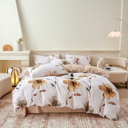 91家纺网 家纺一手货源 找家纺 （总）柠馨 2024新款基础款全棉磨毛纯色四件套