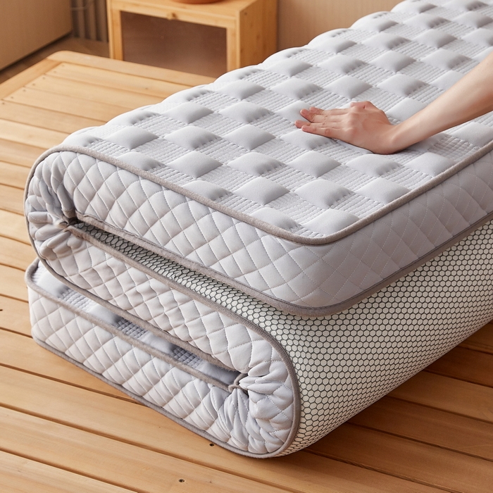 91家纺网 家纺一手货源 找家纺 卡派 2024新款牛奶丝加厚加高乳胶记忆棉床垫 灰色